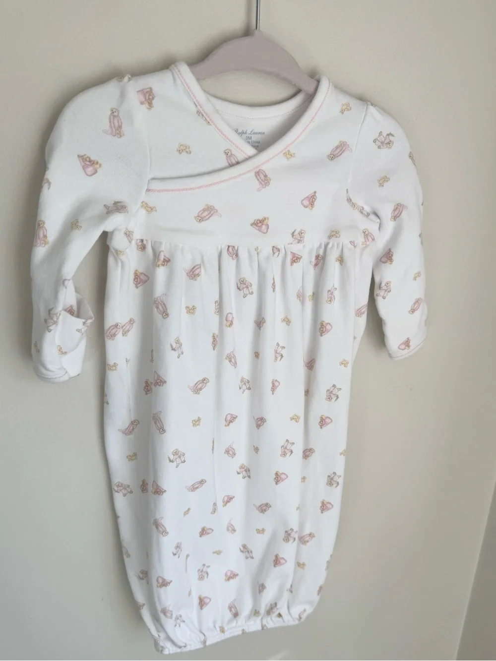 Ralph Lauren Baby Girl Kimono Logo Print Sleep Gown 3M